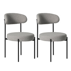 WestinTrends Alexandria Mid-Century Modern Upholstered Faux Shearling Round Dining Chairs - 1 of 4