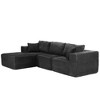Dovelina Modular Plush Corduroy Sectional Sofa 3-Seat Sofa,Modern Comfy Upholstered Sofa L-Shape Couches with Soft Pillows - 2 of 4