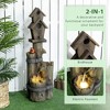 Aghana Digitals Rustic Resin Birdhouse Fountain with LED Lights, 3-Tier Tree Trunk Design, Cardinal - 3 of 4