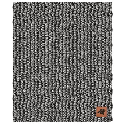 NFL Carolina Panthers Two- Tone Sweater Knit Blanket with Faux Leather Logo Patch