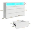 6 Drawer Dresser with LED Lights & Charging Station, Modern Chest of Drawers for Bedroom, Wide Wood Cabinet with Deep Storage - 3 of 4