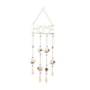 33" Iron Traditional Home Windchime Gold/Blue - Olivia & May - 1 of 4