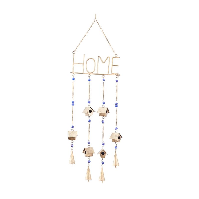 33&#34; Iron Traditional Home Windchime Gold/Blue - Olivia &#38; May, 1 of 7