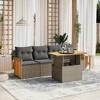 vidaXL Garden Sofa Set Grey PE Rattan 6 Pieces Adjustable Armrests - 2 of 4