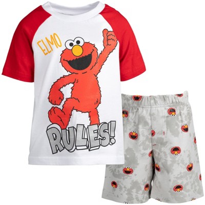 Sesame Street Elmo Graphic T-Shirt & French Terry Shorts White/Gray 
