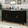Okak Elegant Sideboard Buffet, Storage Cabinet with 4 Wavy Slatted Doors, Solid Wood Legs Metal Handles for Kitchen Living/Dining Room - 2 of 4