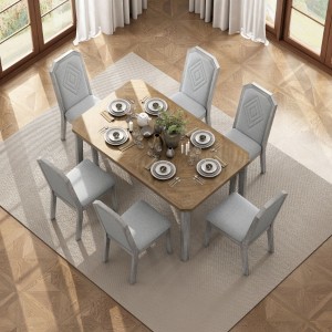 7-Piece Farmhouse Dining Ensemble, Classic Rustic Table and 6 High-Back Chairs, Perfect for Dining Rooms - 1 of 3