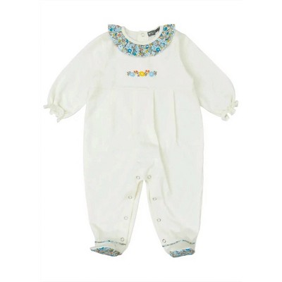 Girl Floral Embroidered Footies - Petit Confection