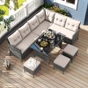 Costway 7 PCS Patio Dining Furniture Set PE Rattan Sectional Sofa Set with Soft Cushions White/Black/Blue/Gray - 4 of 4