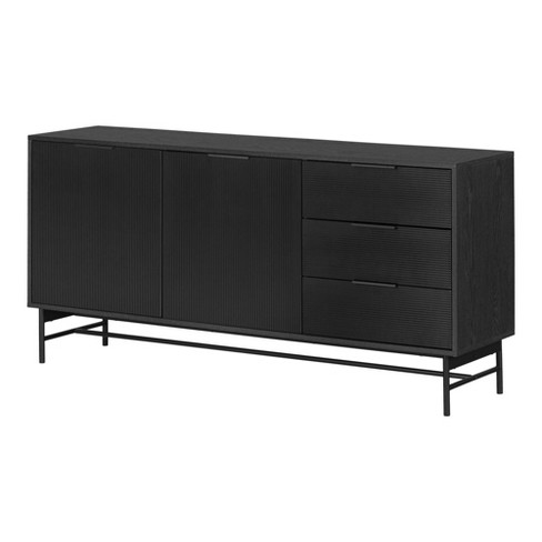 South Shore Arlo Sideboard Ash Oak/matte Black: Mid-century Buffet ...