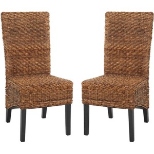 Kiska 18" H Rattan Side Chair (Set of 2) - FOX1021 - Dark Brown - Safavieh Couture - 1 of 4