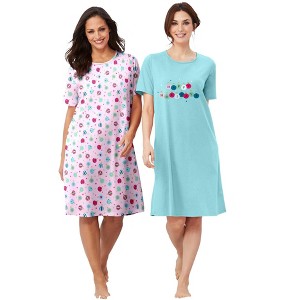 Dreams & Co. 2-Pack Short-Sleeve Sleepshirt - 1 of 4