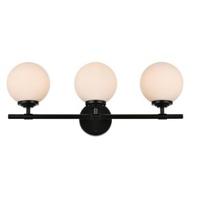 Elegant Lighting Ansley 3 light Black and frosted white Bath Sconce - 1 of 4