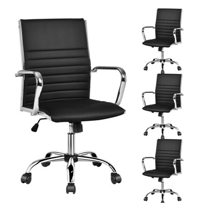 Tangkula PU Leather Office Chair High Back Conference Task Chair w/Armrests