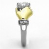 Slickblue Handholding Design Ring for Women in Silver/Gold, 7mm Clear CZ, Stainless Steel, size 5-10 - 4 of 4