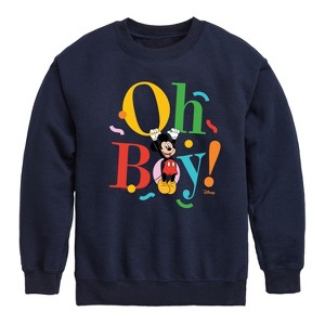 Boys' - Disney - Mickey Oh Boy Graphic Long Sleeve Fleece Sweatshirt - 1 of 4