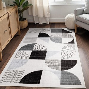 Lahome GST Modern Asymmetrical Geometric Short Pile Velvet Rectangular Indoor Area Rug - 1 of 4