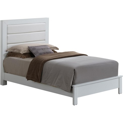 Passion Furniture Burlington White Upholstered Twin Panel Bed : Target