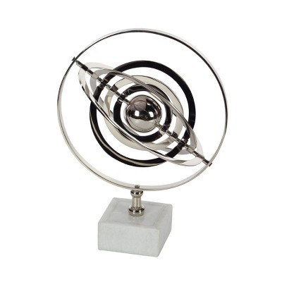 18" x 12" Traditional Silver and Black Armillary Sphere Silver - Olivia & May