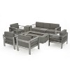 Christopher Knight Home Cape Coral Outdoor Aluminum 7 Seater Chat Set with Fire Pit - 2 of 4