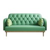 Green PU Upholstered Tulip Loveseat with 2 Dumpling-Shaped Throw Pillows - 4 of 4