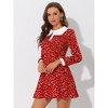Allegra K Women's Contrast Peter Pan Collar Floral Long Sleeve Mini Dress - 2 of 4