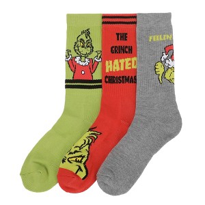 The Grinch Hated Christmas Athletic Crew Socks 3 Pack - 1 of 4