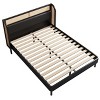 Gulches Modern Cannage Rattan Wood Platform Queen Bed, Black - 3 of 4