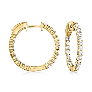 Ross-Simons 1.00 ct. t.w. Lab-Grown Diamond Inside-Outside Hoop Earrings in 18kt Gold Over Sterling - 1 of 4