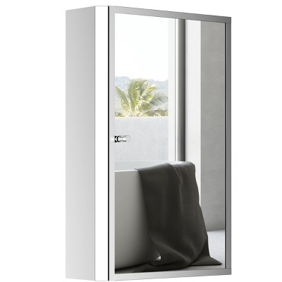 GlasFlength Decorative Wall Mirrors Medicine Cabinet Accent Mirror Wall Mounted Mirror Storage Cabinet for Bathroom Wall, Silver, 15.8"*5"*23.5"