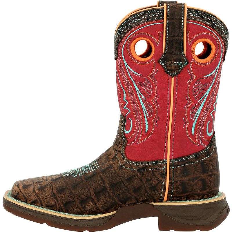 Lil' Rebel by Durango Kids Gator Emboss Red Western Boot, DBT0233, Red, 5 of 8