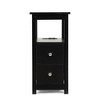 DOMETOUR End Table with Charging Station, Narrow Sofa Side Table, Wooden Nightstand for Bedroom Living Room, Black - 2 of 4
