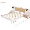 3-Piece Bedroom Set, Tufted Wingback Bed With 2 Nightstands, Nightstands With Drawers, Queen Size Solid Wood Bed Frame-Cuddlewood - 4 of 4