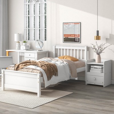 Twin Size Platform Bed with Headboard and Footboard for Kids