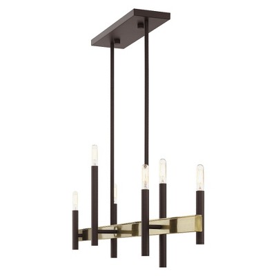 Bronze and Antique Brass 6-Light Linear Chandelier