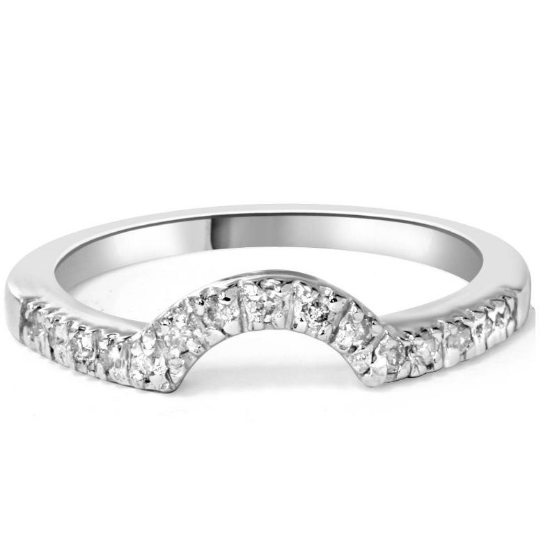 Pompeii3 1/4ct Curved Diamond Notched Wedding Ring Enhancer 14K White Gold, 2 of 5