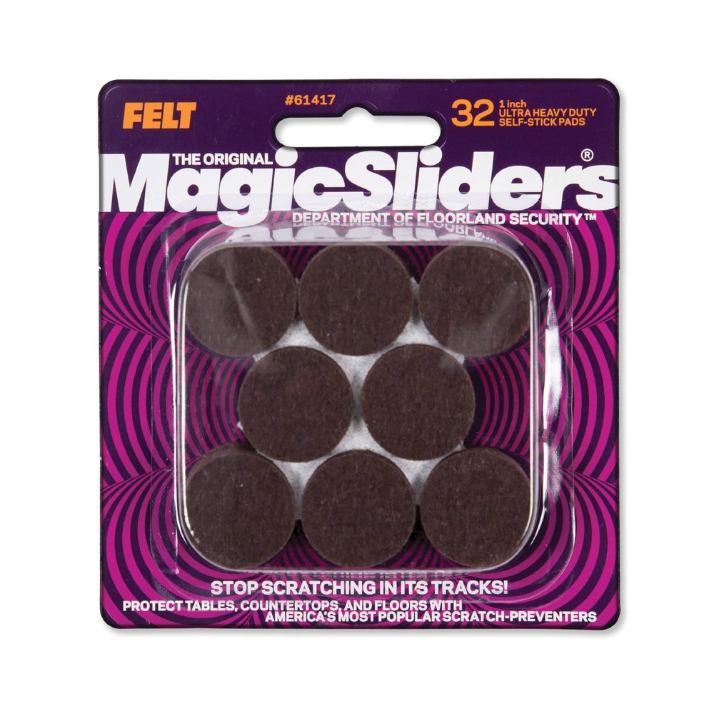 Magic Sliders 32ct 1in Round Heavy Duty Adhesives - Brown