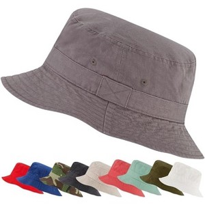 Market & Layne White Bucket Hat for Men, Women, and Teens, Adult Packable Bucket Hats for Beach Sun Summer Travel - 1 of 3