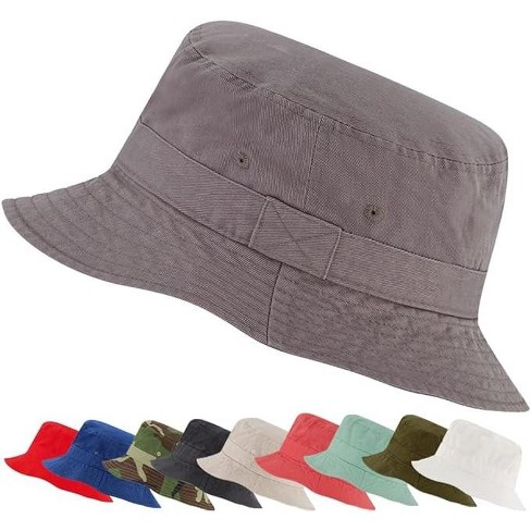 Market & Layne Bucket Hat for Men, Women, and Teens, Adult Packable Bucket  Hats for Beach Sun Summer Travel (Gray-X-small/Small)