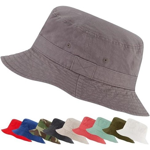 100% Cotton Bucket Hat, 1 Pack or 2 Pack Packable Beach Sun Hat