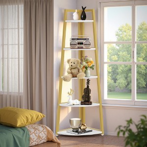 MAYEERTY 5-Tier Corner Shelf, 70" Tall Corner Ladder Shelf Small Bookshelf - 1 of 4