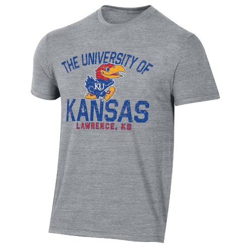 NCAA Kansas Jayhawks Men's Gray Tri-Blend T-Shirt - M