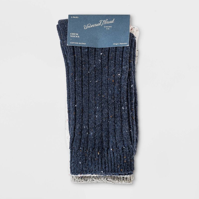 Women's Fine Ribbed Nep 3pk Crew Socks - Universal Thread™, 2 of 6
