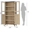 63 Inch 5 Tier Bathroom Tall Storage Cabinet with Glass Doors and Adjustable Shelves, Kitchen Pantry Cabinet for Dining Room, Bathroom Natural - 2 of 4