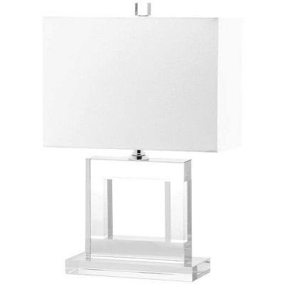 Sophisticated Square Crystal Table Lamp with White Linen Shade