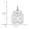 Black Bow Jewelry Sterling Silver, Athletic Collection, Small Polished Number 63 Pendant - 2 of 3