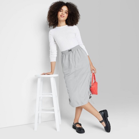 Women's Utility Midi Skirt - Wild Fable™️ Light Gray XXS