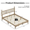 Queen Size Wood Platform Bed with Gourd Shaped HeadboardRetro Style Platform Bed with Wooden Slat SupportNatural - 3 of 4