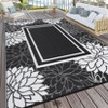 Floral Outdoor Rugs 9x12 Waterproof Reversible Mats, Stain-Resistant Modern Plastic Straw Camping Rugs for Patio, Foldable Outside Carpet for RV - 3 of 4