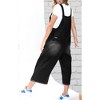 Imily Bela Women's Distressed Denim Overalls Loose Fit Casual Adjustable Strap Bib Jeans Jumpsuit with Pocket - 3 of 4